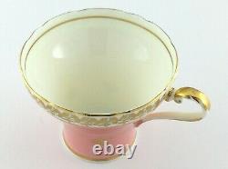 Ansley Beautiful Corset Shape Pastel Pink Gold Stencilling Teacup Saucer L058