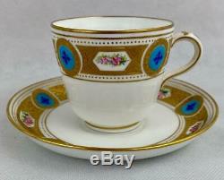 AntiqueMintonTurquoise Cup & SaucerHand Painted EnamelGold Gilt1870