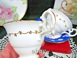 Antique 1800's Ridgway tea cup and saucer trio deep blue & gold gilt teacup set