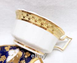 Antique 1800s John Ridgway Cobalt & Gold Teacup Saucer Floral Panels