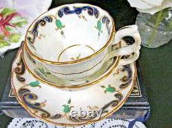 Antique 1830's Ridgway tea cup and saucer trio Cobalt blue & gold gilt teacup