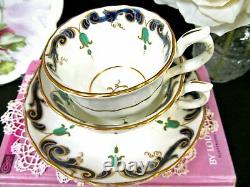 Antique 1830's Ridgway tea cup and saucer trio Cobalt blue & gold gilt teacup