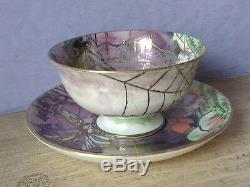 Antique 1880's Victorian Hand Painted ceramic pottery fairy art tea cup teacup