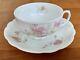 Antique (1884 1909) Mz Austria Pink Roses Footed Tea Cup & Saucer Set Of 6