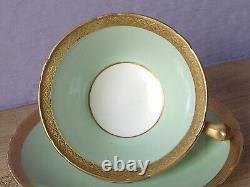 Antique 1890's Foley England green gold bone china teacup tea cup and saucer