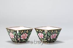Antique 18/19th Enamel Bronze Cantonese Tea Cups Chinese China