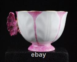 Antique 18thC British AYNSLEY Butterfly Tea cup and saucer Pink Rare