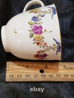 Antique 18thC Ludwigsburg Floral Garland blue bow teacup & Saucer Porcelain Rare