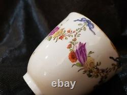 Antique 18thC Ludwigsburg Floral Garland blue bow teacup & Saucer Porcelain Rare