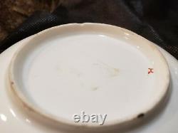 Antique 18thC Ludwigsburg Floral Garland blue bow teacup & Saucer Porcelain Rare