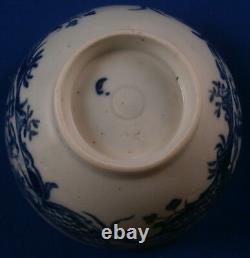 Antique 18thC Worcester Porcelain Blue & White Tea Cup & Saucer Porzellan Tasse