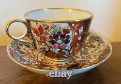 Antique 18th 19th English George III Worcester Imari Porcelain Tea Cup & Saucer