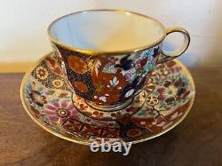 Antique 18th 19th English George III Worcester Imari Porcelain Tea Cup & Saucer