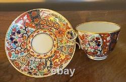 Antique 18th 19th English George III Worcester Imari Porcelain Tea Cup & Saucer