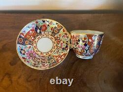 Antique 18th 19th English George III Worcester Imari Porcelain Tea Cup & Saucer