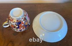 Antique 18th 19th English George III Worcester Imari Porcelain Tea Cup & Saucer
