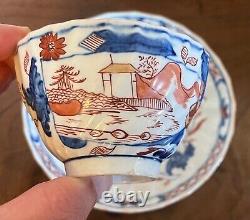 Antique 18th 19th c. English New Hall Porcelain Tea Cup & Saucer Chinese Imari
