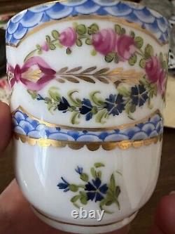 Antique 18th Century Hand Painted Sevres Teacup with Saucer