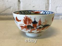 Antique 18th Century Lowestoft Tea Cup Bowl & Saucer Kakiemon Imari Style