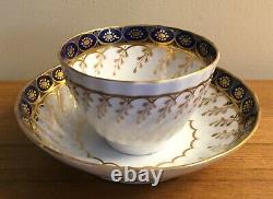 Antique 18th c. English George III New Hall Worcester Porcelain Tea Cup & Saucer