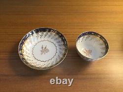 Antique 18th c. English George III New Hall Worcester Porcelain Tea Cup & Saucer