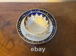 Antique 18th c. English George III Worcester Porcelain Tea Cup & Saucer Blue
