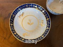 Antique 18th c. English George III Worcester Porcelain Tea Cup & Saucer Blue