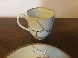 Antique 18th c. English Worcester Porcelain Tea Cup and Saucer Georgian Dr. Wall
