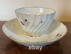 Antique 18th c. Worcester Porcelain Tea Cup Bowl and Saucer Cornflower Sprig