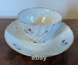 Antique 18th c. Worcester Porcelain Tea Cup Bowl and Saucer Cornflower Sprig