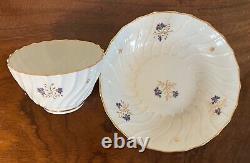 Antique 18th c. Worcester Porcelain Tea Cup Bowl and Saucer Cornflower Sprig