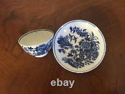 Antique 18th c. Worcester Porcelain Tea Cup & Saucer Plate Bowl Blue & White