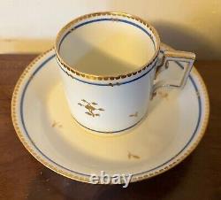 Antique 18th century Vienna Porcelain Tea Cup or Coffee Can & Saucer Sprig