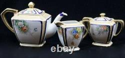 Antique 1918 Noritake Tea Set Teapot Creamer Sugar 5 Cups & Saucers GOLD