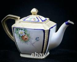 Antique 1918 Noritake Tea Set Teapot Creamer Sugar 5 Cups & Saucers GOLD