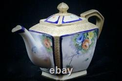 Antique 1918 Noritake Tea Set Teapot Creamer Sugar 5 Cups & Saucers GOLD