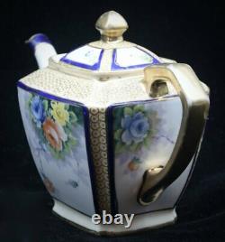 Antique 1918 Noritake Tea Set Teapot Creamer Sugar 5 Cups & Saucers GOLD