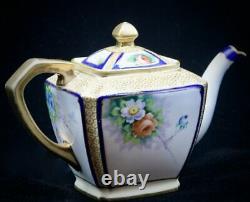 Antique 1918 Noritake Tea Set Teapot Creamer Sugar 5 Cups & Saucers GOLD