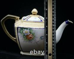 Antique 1918 Noritake Tea Set Teapot Creamer Sugar 5 Cups & Saucers GOLD