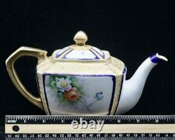 Antique 1918 Noritake Tea Set Teapot Creamer Sugar 5 Cups & Saucers GOLD