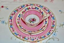 Antique 1920 Paragon Star Pink Rose Gold English bone china Tea Cup Saucer Plate