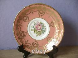 Antique 1930's Aynsley Artist Signed Pink Rose tea cup, Orange bone china teacup