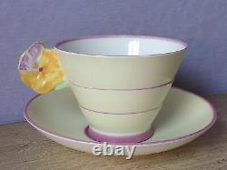 Antique 1930's Paragon England yellow bone china flower handle tea cup teacup