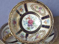 Antique 1950's Paragon England bone china blue & gold pink rose tea cup teacup