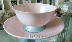 Antique 19521960s PARAGON butterfly handle pink tea cup & saucer