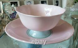 Antique 19521960s PARAGON butterfly handle pink tea cup & saucer