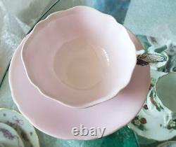Antique 19521960s PARAGON butterfly handle pink tea cup & saucer