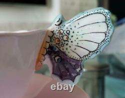 Antique 19521960s PARAGON butterfly handle pink tea cup & saucer