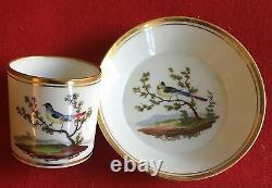 Antique 19th c. Dutch Amstel Porcelain Coffee Can Tea Cup & Saucer Bird Paris