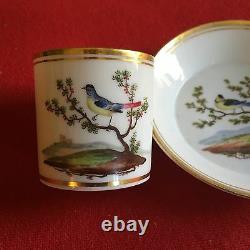 Antique 19th c. Dutch Amstel Porcelain Coffee Can Tea Cup & Saucer Bird Paris